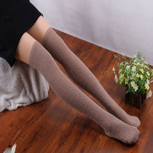 Cotton Thigh High Stocks Women Student Knitted Over Knee Thigh Spiral Pattern High Socks IMY66