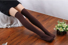 Cotton Thigh High Stocks Women Student Knitted Over Knee Thigh Spiral Pattern High Socks IMY66