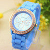 14 Colors Silicone luxury Golden Rhinestone Crystal Stone Quartz Jelly Wrist Watch Candy Colors IMY66