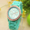 14 Colors Silicone luxury Golden Rhinestone Crystal Stone Quartz Jelly Wrist Watch Candy Colors IMY66