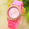 14 Colors Silicone luxury Golden Rhinestone Crystal Stone Quartz Jelly Wrist Watch Candy Colors IMY66