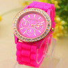 14 Colors Silicone luxury Golden Rhinestone Crystal Stone Quartz Jelly Wrist Watch Candy Colors IMY66