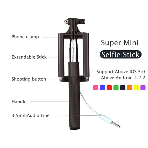 16-50 cm Supper Mini Extendable Handheld Fold Button Self-portrait Selfie Stick Holder Monopod For smartphone IMY66