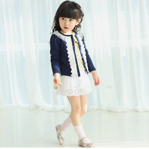 Cardigan jacket Girls Kids Lace Long Sleeve Outwear Coat Clothes521 IMY66