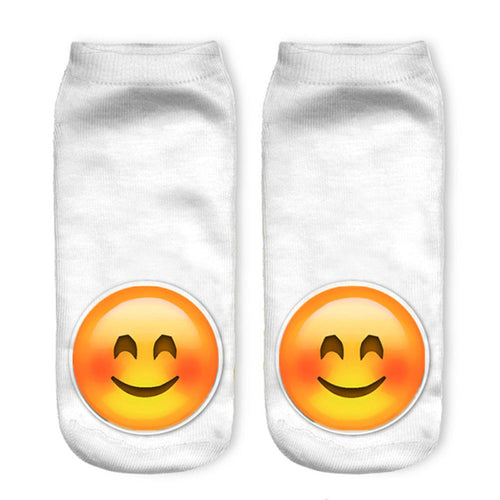White Socks Emoji Patterns Funny Cotton Knitted Ankle Socks For Men/Women/Kids Emoji Socks IMY66