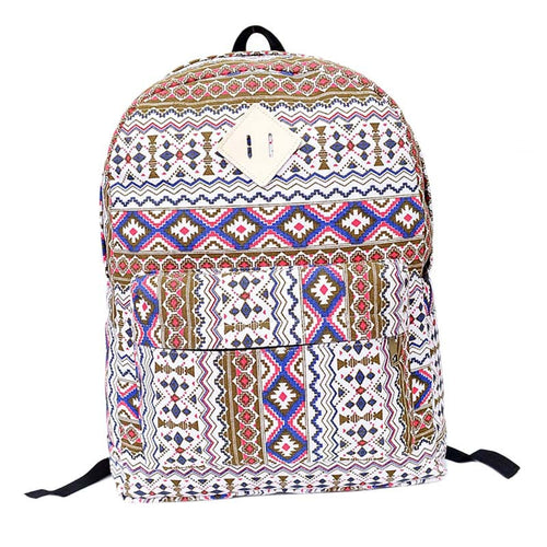 2 Colors Women Canvas Rucksack Ethnic Style Travel Backpack School Book Shoulder Bag For Girls IMY66