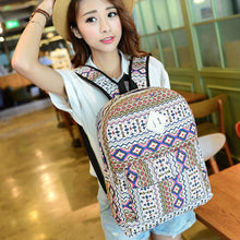 2 Colors Women Canvas Rucksack Ethnic Style Travel Backpack School Book Shoulder Bag For Girls IMY66