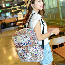 2 Colors Women Canvas Rucksack Ethnic Style Travel Backpack School Book Shoulder Bag For Girls IMY66