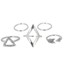 2 Colors Women Jewelry Alloy Arrow Triangle Joint midi Finger Knuckle Ring Set of 5 Rings IMY66