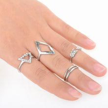 2 Colors Women Jewelry Alloy Arrow Triangle Joint midi Finger Knuckle Ring Set of 5 Rings IMY66
