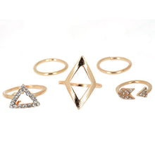 2 Colors Women Jewelry Alloy Arrow Triangle Joint midi Finger Knuckle Ring Set of 5 Rings IMY66