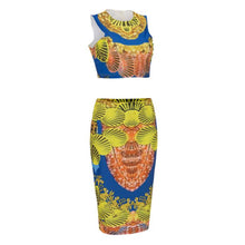 2 Piece Set Women Dress Sexy High Waist Bandage Bodycon Dress Traditional African Print Club Party Dress Vestidos IMY66