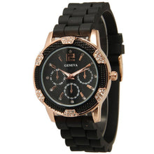 2 pcs Geneva Luxury Watches Men Women Rosegold Faux Chronograph Silicone Couple Watch Rhinestones relogio feminino IMY66