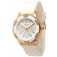 2 pcs Geneva Luxury Watches Men Women Rosegold Faux Chronograph Silicone Couple Watch Rhinestones relogio feminino IMY66