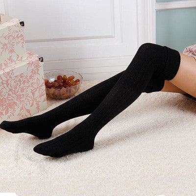 8 Colors Sexy Thigh High Over The Knee Socks Long Cotton Stockings For Girls Ladies Women knitted stockings IMY66