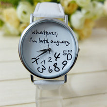 Unisex Casual Style PU Leather Watch Wathever I am Late Anyway Letter Watch For Men&Women IMY66