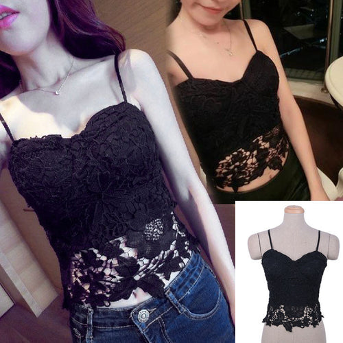 Cool Sexy Lady Crop Tank Top Lace Blouse Sexy Party Evening Sleeveless Vest IMY66