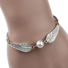 Silver Infinity Retro Pearl Angel Wings Jewelry Dove Peace Bracelet IMY66