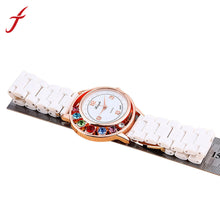 Women Luxury Band Rhinestone Ceramic Strap Movement Dress Watchs Relogio Clock female IMY66