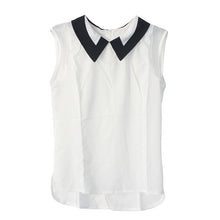 Women Loose Casual Chiffon Sleeveless White/Black Blouse Plus Size IMY66