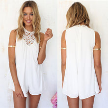 Playsuit Romper Women Clothing Overall Sexy Casual Lace White Sleeveless Halter Jumpsuit IMY66
