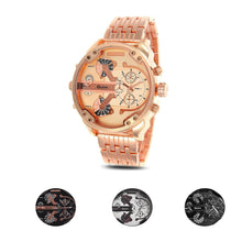 Resuli Luxury Dual Time Large Dial Stainless steel Quartz Wrist Watch IMY66