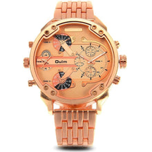 Resuli Luxury Dual Time Large Dial Stainless steel Quartz Wrist Watch IMY66