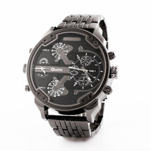 Resuli Luxury Dual Time Large Dial Stainless steel Quartz Wrist Watch IMY66