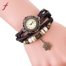 Vintage Women Lady Weave Around Faux Leather Snowflake Bracelet Quartz Wrist Watch IMY66