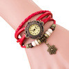 Vintage Women Lady Weave Around Faux Leather Snowflake Bracelet Quartz Wrist Watch IMY66