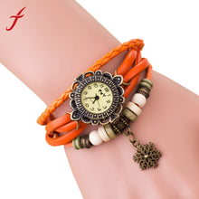 Vintage Women Lady Weave Around Faux Leather Snowflake Bracelet Quartz Wrist Watch IMY66