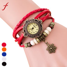 Vintage Women Lady Weave Around Faux Leather Snowflake Bracelet Quartz Wrist Watch IMY66