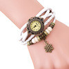 Vintage Women Lady Weave Around Faux Leather Snowflake Bracelet Quartz Wrist Watch IMY66