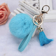 Alloy Rabbit Fur Pom Pom Keychain Key Ring With Tassel Hanging Plush Ball Ornaments Keyrings Car Keychains On Bag IMY66