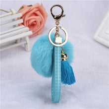 Alloy Rabbit Fur Pom Pom Keychain Key Ring With Tassel Hanging Plush Ball Ornaments Keyrings Car Keychains On Bag IMY66