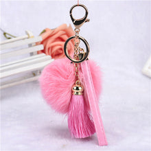 Alloy Rabbit Fur Pom Pom Keychain Key Ring With Tassel Hanging Plush Ball Ornaments Keyrings Car Keychains On Bag IMY66