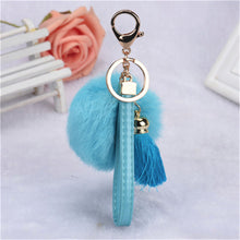 Alloy Rabbit Fur Pom Pom Keychain Key Ring With Tassel Hanging Plush Ball Ornaments Keyrings Car Keychains On Bag IMY66