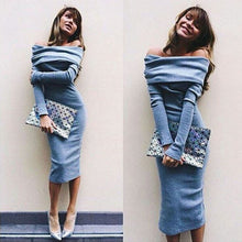 Dress For Women Long Sleeve Sexy Off Shoulder Sheath Bodycon Bandage Party Knee Dress vestido femininos IMY66