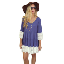 Dresses For Women Casual Half Sleeve Lace Splice O Neck Loose And Comfortable Mini Dress vestidos femininos IMY66