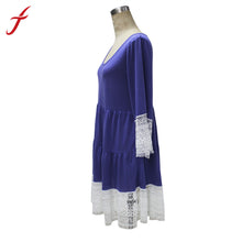 Dresses For Women Casual Half Sleeve Lace Splice O Neck Loose And Comfortable Mini Dress vestidos femininos IMY66