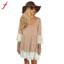 Dresses For Women Casual Half Sleeve Lace Splice O Neck Loose And Comfortable Mini Dress vestidos femininos IMY66