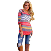 Casual Blouse Women Loose Striped Tops Half Sleeve O Neck Blouses Ladies Shirt Blusas feminina IMY66