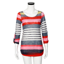 Casual Blouse Women Loose Striped Tops Half Sleeve O Neck Blouses Ladies Shirt Blusas feminina IMY66