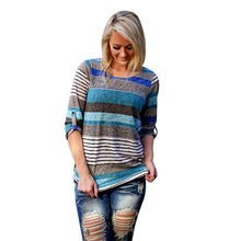 Casual Blouse Women Loose Striped Tops Half Sleeve O Neck Blouses Ladies Shirt Blusas feminina IMY66