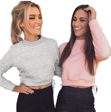 Tee Shirts Tracksuit Hoodie Women Sweatshirt Side Cross Long Sleeve Short Pullovers Sueter tee shirt femme IMY66