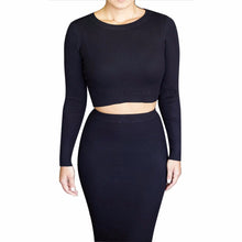 Women Dress 2 Pieces Set Long Sleeve Midi Pencil Bodycon Dress Casual Elegant Slim Bandage Dresses vestidos IMY66