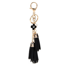Camellia PU Leather Tassels Keychain Bag Pendant Car Ornaments Creative Long Key Chain Buckle Key Ring IMY66