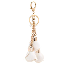 Camellia PU Leather Tassels Keychain Bag Pendant Car Ornaments Creative Long Key Chain Buckle Key Ring IMY66