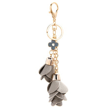 Camellia PU Leather Tassels Keychain Bag Pendant Car Ornaments Creative Long Key Chain Buckle Key Ring IMY66