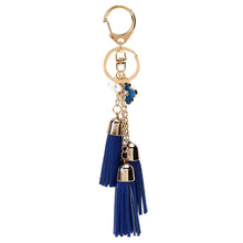 Camellia PU Leather Tassels Keychain Bag Pendant Car Ornaments Creative Long Key Chain Buckle Key Ring IMY66